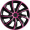 Autoteppich Stylers (Farbe und Größe wählbar) 14 Zoll Radkappen Quad Bicolor (Schwarz-Pink) passend für Fast alle Fahrzeugtypen – universell