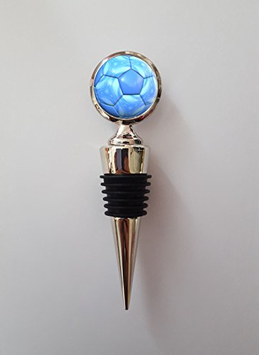 Football Blue Polished Metal Wine Bottle Stopper Ideal Birthday Keepsake Gift N373