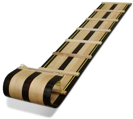 Flexible Flyer 6 Foot Classic Wood Toboggan Sled for 1 to 3 Riders (Walnut) - Long Snow Sled for Adults & Kids Ages 5 and Up with Runner Handles and Pull Rope Included
