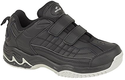 Mirak Boys Contender Touch Fastening Black Black Leather Touch Fastening Trainer