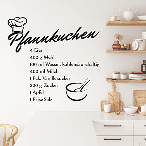 GRAZDesign Wandtattoo Küche Rezept Pfannkuchen | Küchenaufkleber selbstklebend - 62x57cm / 070 schwarz