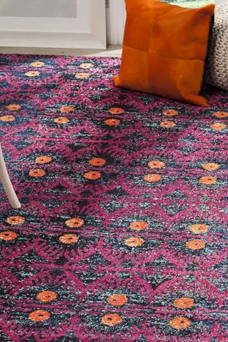 SAFAVIEH Monaco Collection Area Rug - 6'7 x 9'2, Pink & Multi, Boho Design, Non-Shedding & Easy Care, Ideal for High Traffic Areas in Living Room, Bedroom (MNC213D)