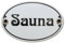 Türschild Sauna Emaille Schild Sauna Jugendstil 7 x 10,5 cm Emailschild oval weiß (ohne Holzrahmen)