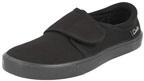 Clarks Hopper Run Kid Textile Plimsolls In Black Standard Fit Size 13½