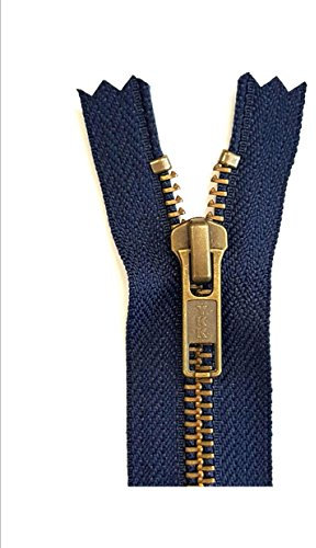 YKK Reißverschluss Metall 5mm Kette Jeans BRÜNIERT* 14cm marineblau