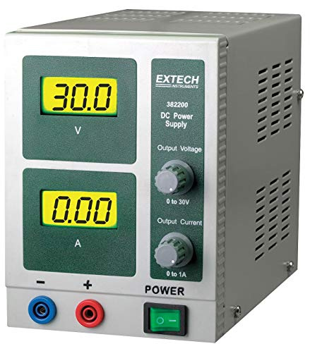 Extech 382200 30V 1A Digital DC Power Supply, Dual LCD, CV/CC