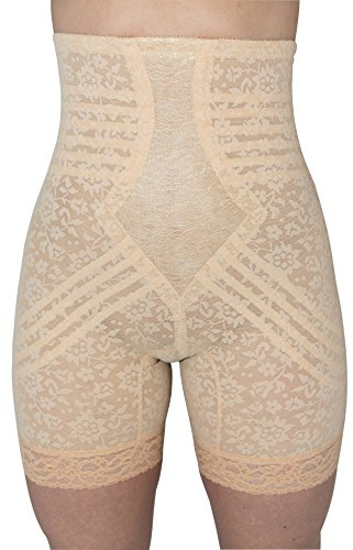 Rago Women's Plus Size Extra Firm No Roll High Waist Leg Shaper, 6207X, Beige, 3X