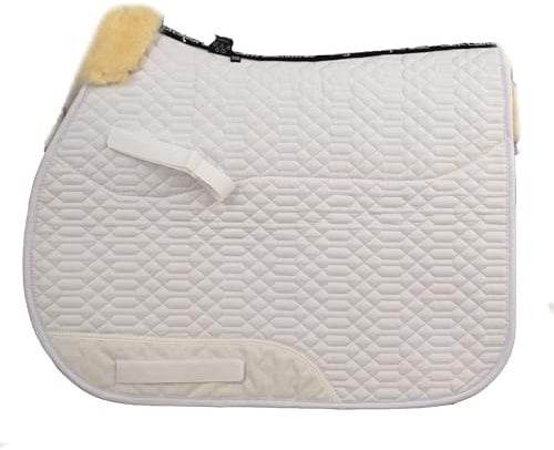 Engel Reitsport | SCHABRA1-VSS-WEI-MED | Schabracke | Steppstoff | Lammfell im Sattelbereich | Half Lined | Fellkranz vorne | Vielseitigkeit | Stoff weiß Fell med.
