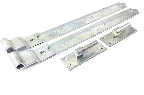 Wyre Direct Door Hinges, Hinges for Wood & External Use, Hinges Galvanised Heavy Duty Hook and Band Stable - Gate Hinge Cranked 600mm 24 Pair