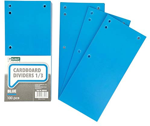 D.RECT 100er Pack Karton-Trennstreifen. 11x24cm Trennlaschen Trennblätter Ordner Register 160g/m² Blau, 009446