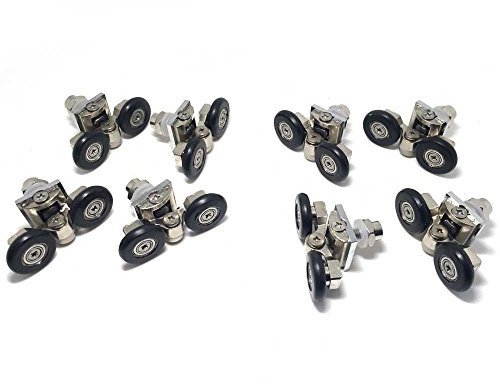 Lot de 8 roulettes pour porte de douche simple/glissières/roues/poulies Diamètre 25 mm Pièces de rechange en alliage de zinc