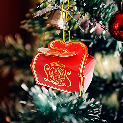Chocolate Tree Decorations, 12 Belgian Leonidas White Gift Boxes 2 Chocolates in each, Hanging Xmas Gifts