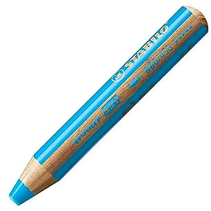 STABILO - Buntstift, Wasserfarbe & Wachsmalkreide - woody 3 in 1 - Einzelstift - cyanblau