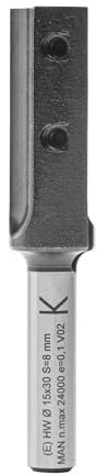 ENT 20045 Wendeplatten - Nutfräser HW, Schaft (S) 8 mm, Durchmesser (D) 15 mm, NL 30 mm, Z1, GL 74 mm