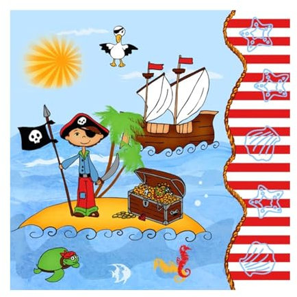 PAPSTAR 81975 Motivservietten Pirate Island, 330 x 330 mm, Stoff, Mehrfarbig
