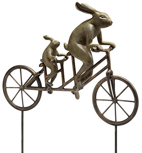 Tandem Bicycle Bunnies Garden Statue