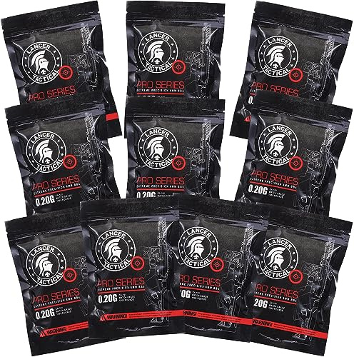 Lancer Tactical Airsoft BBS - 6mm, 0.2g (10,000 Rounds) Competition Grade Airsoft BBS .2g 6mm Pistol Gun Sniper Rifle Ammo