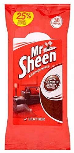 Mr Sheen Leather Wipes with Lanolin – 30-Pack for Jackets, Sofas, and Leather Furniture Care