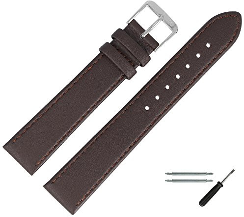 MARBURGER Uhrenarmband 22mm Leder Glatt Mit Naht - Werkzeug Montage Set 75922