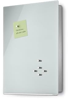 Blomus -VELIO- Schlüsselkasten / Glasmagnettafel in zeitlosem Weiß, hochwertige Verarbeitung, 14 Schlüsselhaken, magnetischer Verschluss, moderne Schlüsselbox (B / H / T: 30 x 40 x 5 cm, Weiß, 65366)