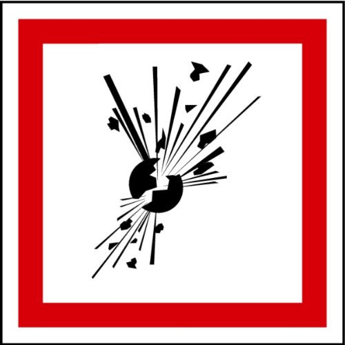 LEMAX Sicherheitsaufkleber GHS 01 Gefahrensymbole Explodierende Bombe Schwarz Vinyl Wandmontage 100 x 100 mm Explosion, Lebensgefahr, Sicherheitshinweis