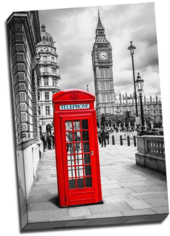 London Rote Telefonzelle Leinwandbild, 76.20 cm X 50.80 cm