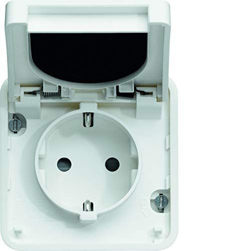 Steckdose 2p + T 16 A Schuko Hager cubyko einstellbar Weiß