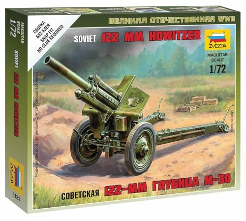 Zvezda 6122 1:72 WWII Sovjet M30 Haubitze-Modellbausatz,Plastikbausatz, Bausatz zum Zusammenbauen, detaillierte Nachbildung, unlackiert ZV6122