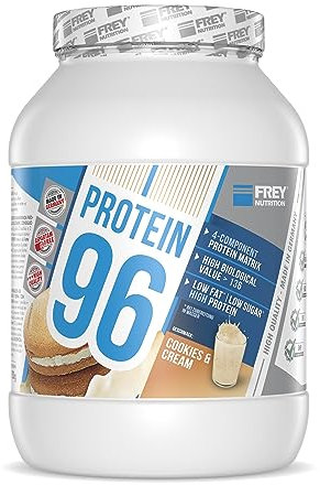 Frey Nutrition Protein 96 Cookies und Cream 750 g - Ideal für kohlenhydratreduzierte Diätphasen und als Zwischenmahlzeit - Hoher Caseinanteil - low carb - Made in Germany