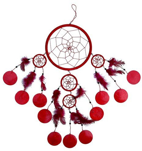 Traumfänger Dreamcatcher 16/45 cm Capisscheiben rot TF66