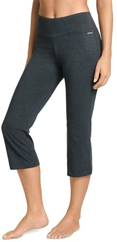Jockey Damen Active Cotton Stretch Slim Flare Capri Yoga-Hose, Charcoal Heather, Groß
