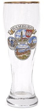 City Souvenir Shop Weizenbierglas Hamburg mit Goldrand, 0,5l