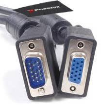 Phoenix Technologies - Cable Prolongador, Alargador VGA, Macho Hembra 15 Metros, Negro