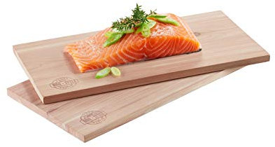 GEFU Zedernholz-Grillbretter BBQ 2er-Set – Für Fisch, Fleisch & Gemüse | Intensives Raucharoma beim Grillen | Wiederverwendbar | Natürliches Zubehör