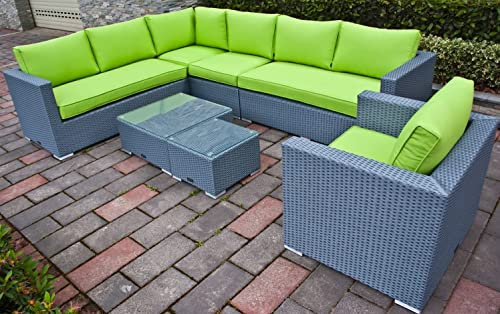 Ragnarök-Möbeldesign PolyRattan Lounge DEUTSCHE Marke - EIGNENE Produktion - 8 Jahre GARANTIE Garten Möbel incl. Glas und Polster (Platinum-grau) Gartenmöbel