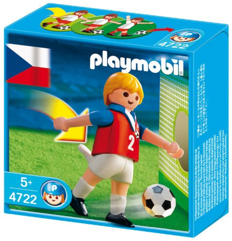 PLAYMOBIL 4722 Fußballspieler Tschechien, mit richtiger Kick-Funktion, Fußball und 3-seitig bespielbarer Papp-Torwand fürs Training, ab 5 Jahren