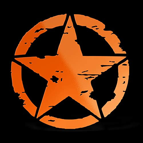 Erreinge Aufkleber US Army Military Star orange Fluo Schriftzug In PVC Kompatibel für Auto Moto Camper Jeep Renegade 4X4 Suzuki - Cm 25