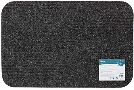 JVL Delta Ribbed Lightweight Indoor Entrance Door Mat, Charcoal, 40 x 60 cm