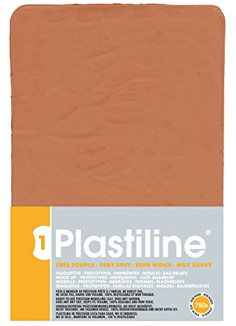 Jacques Herbin 7340T - Plastiline, 750g, Härte sehr weich, ideal zum Modellieren, 100% wiederverwendbar, Ockerrot