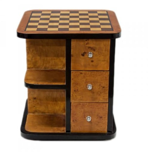 Casa Padrino Art Deco Spieltisch Schach/Dame Mahagoni L 50 x B 50 x H 55 cm - Möbel Antik Stil Barock