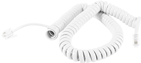 sourcing map 3 Meter RJ9 4P4C Spulendehnige Telefonhörer Kabelleitung Weiß DE de