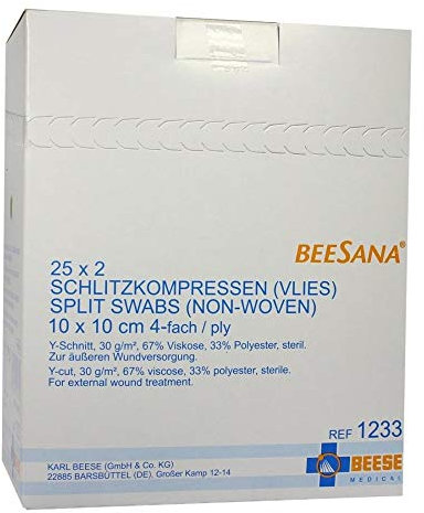 Schlitzkompressen Vlies 10x10 cm Steril 4fach