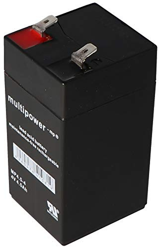 Multipower MP4.5-4 - Batería PB de plomo (4 V, 4500 mAh, contactos de 6,3 mm)