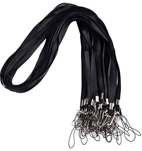 Wisdompro Schlüsselband Lang 30 Stück, Schlüsselbänder mit Fahnenstange Clip, Lanyard für Ausweise, Schlüssel (Schwarz)