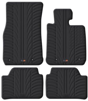 TRAVALL Rubber Car Mats (set of 4) compatible with BMW 1 series Hatchback (2012-2019) Heavy Duty Floor Mats Moulded Premium Mats Easy Clean Black with Clips - Anti Slip All-Weather Protection