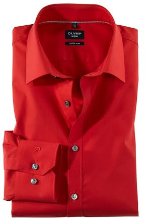 OLYMP No 6 six Super Slim Hemd Langarm New Kent Kragen mittelrot 40, Mittelrot