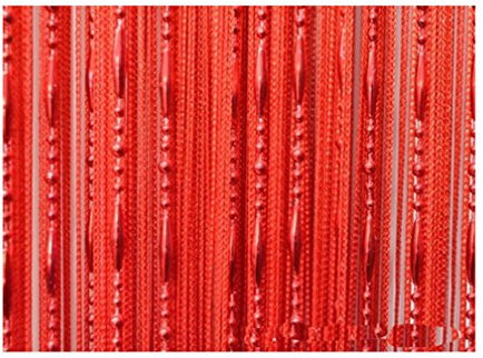 HONG Quaste Perlen Vorhang Kristall Perlen Design mit Gewinde String Tür Vorhang Fenster für Raumteiler Trennwand (100 cm x 200 cm 2 Stück),Rot
