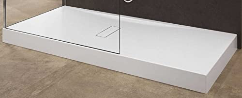 Novellini Piatto Doccia Appoggio Pavimento Casa Custom Bianco Dimensione Misura 140x80 Spessore Altezza 12 cm Piletta Scarico Inclusa Rialzato Stabile Resistente Alto Lastra Acrilico Pannello Zona
