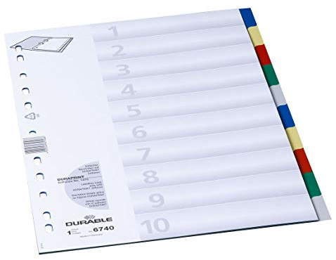 DURABLE Hunke & Jochheim Register, PP, blanko, farbiger Verlauf, DIN A4, 210/220 x 297 mm, 10 Blatt, 5 Stück