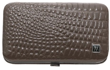 Zwilling Classic Inox Etui Maniküre Pediküre Nagel-Set 3-tlg. Reise Pflege Hände Füße Nagelknipser Pinzette Nagelfeile Rahmenverschluss Taupe Kroko Optik 97506-005-0